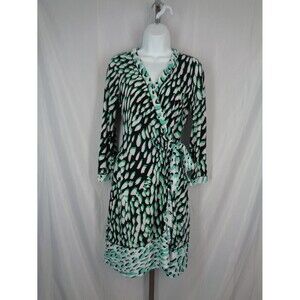 BCBG MaxAzria Black Green Adele Wrap Dress Size Small